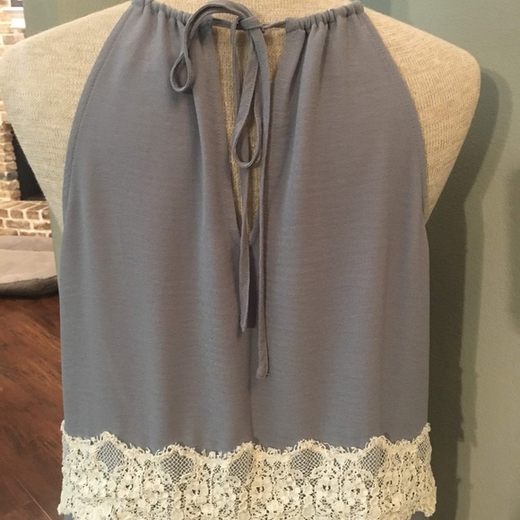 LOFT Top - Antique Blue with lace trim layers. - Picture 5 of 5